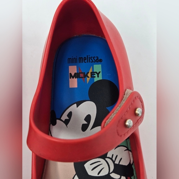MINI MELISSA RUBBER MARY JANE MICKEY & MINNIE MOUSE RED SHOES EARS GIRLS SIZE 10 - Picture 5 of 16